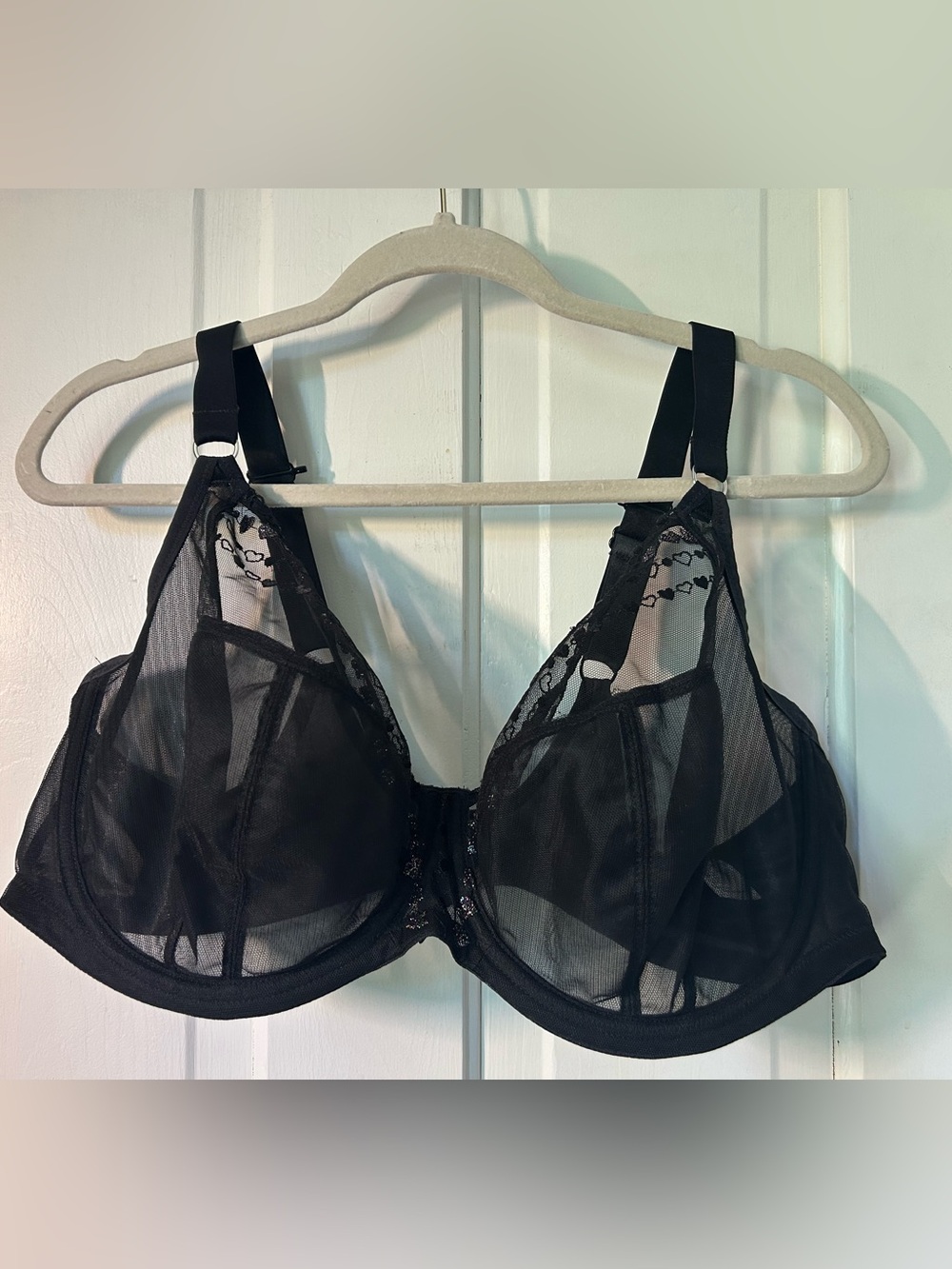 Elomi Black Sheer Underwire Bra with Lace Trim